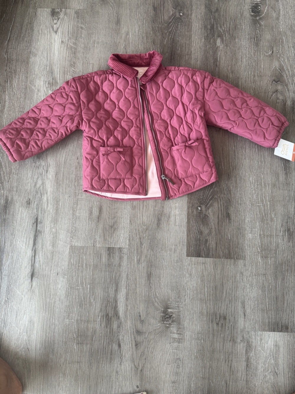 Carter's Quilted Pink Wave-Pattern Puffer Jacket